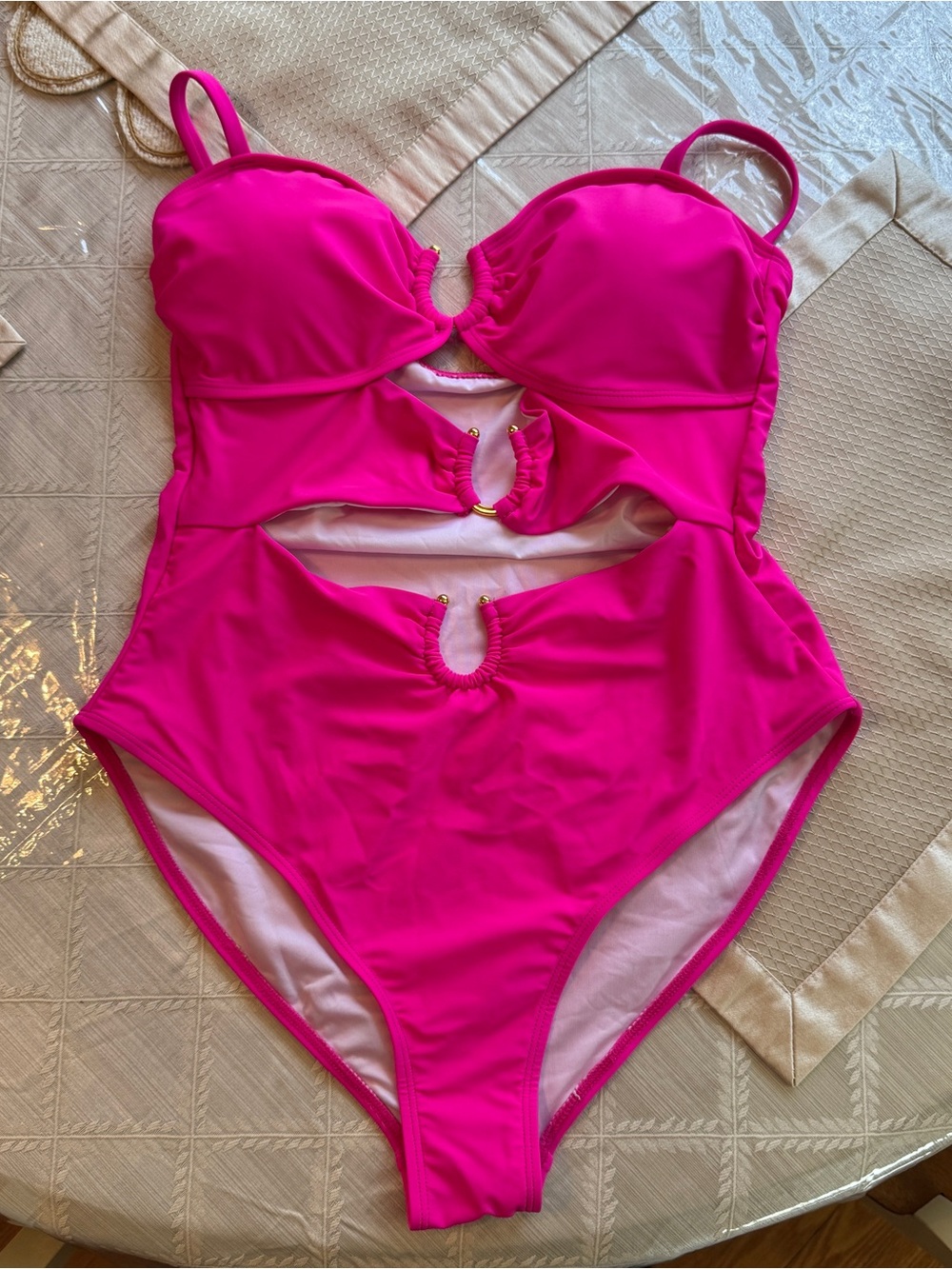 Fuchsia Cutout One-Piece Swimsuit with Underwire Support